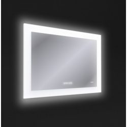 Зеркало LED 060 design pro 80×60 с подсветкой часы с антизапотеванием прямоуголь